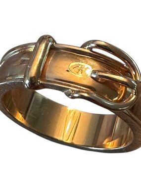 Authentic Hermes Belt Buckle Scarf Ring Gold Plated